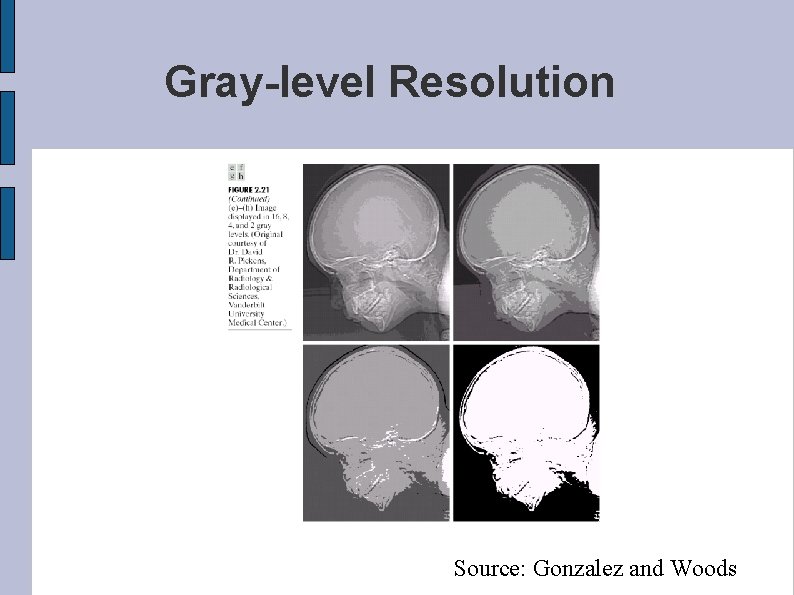 Gray-level Resolution Source: Gonzalez and Woods 