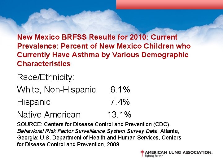 New Mexico BRFSS Results for 2010: Current Prevalence: Percent of New Mexico Children who