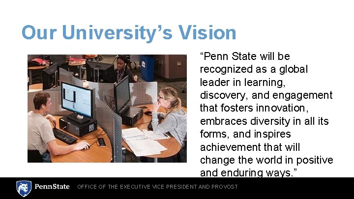 Our University’s Vision “Penn State will be recognized as a global leader in learning,