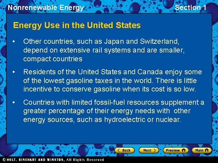 Nonrenewable Energy Section 1 Energy Use in the United States • Other countries, such