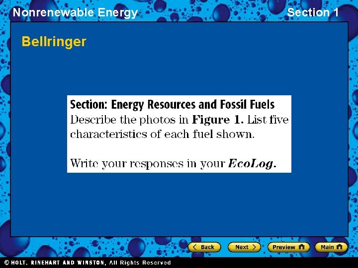 Nonrenewable Energy Bellringer Section 1 