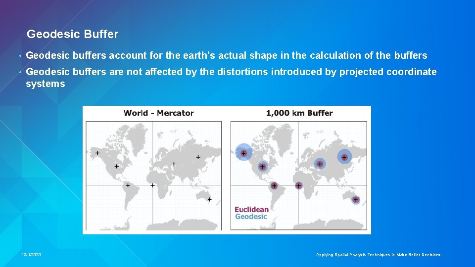 Geodesic Buffer • Geodesic buffers account for the earth's actual shape in the calculation