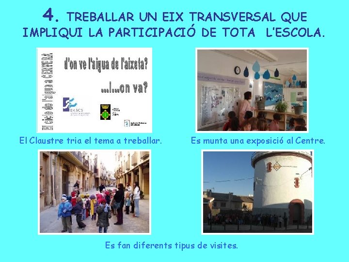 4. TREBALLAR UN EIX TRANSVERSAL QUE IMPLIQUI LA PARTICIPACIÓ DE TOTA L’ESCOLA. El Claustre