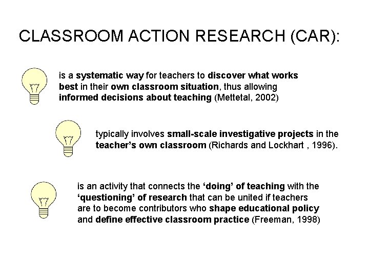 CLASSROOM ACTION RESEARCH (CAR): is a systematic way for teachers to discover what works CLASSROOM ACTION RESEARCH (CAR): is a systematic way for teachers to discover what works