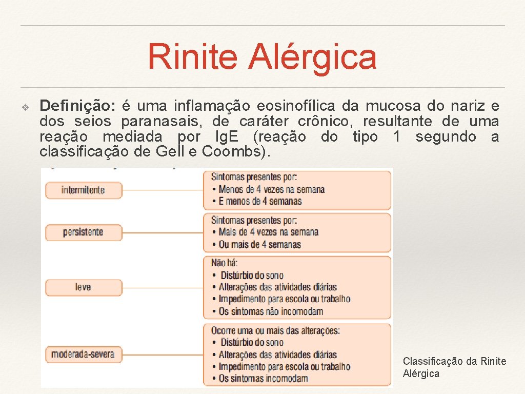 Rinite Alérgica ❖ Definição: é uma inflamação eosinofílica da mucosa do nariz e dos