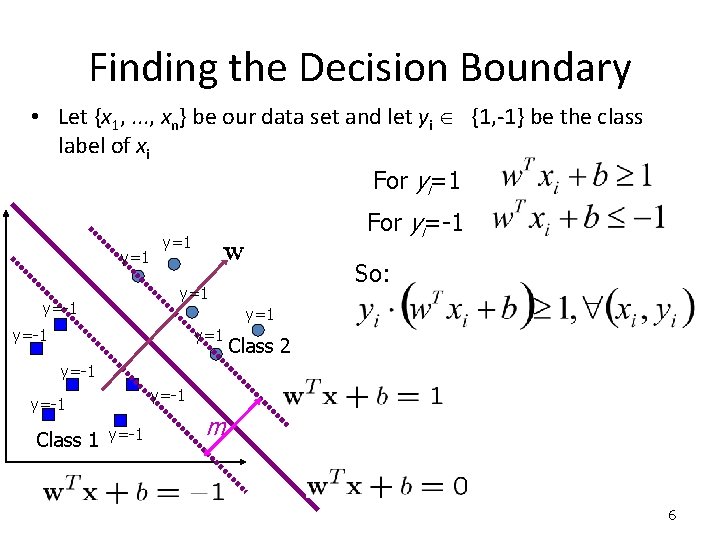 Finding the Decision Boundary • Let {x 1, . . . , xn} be