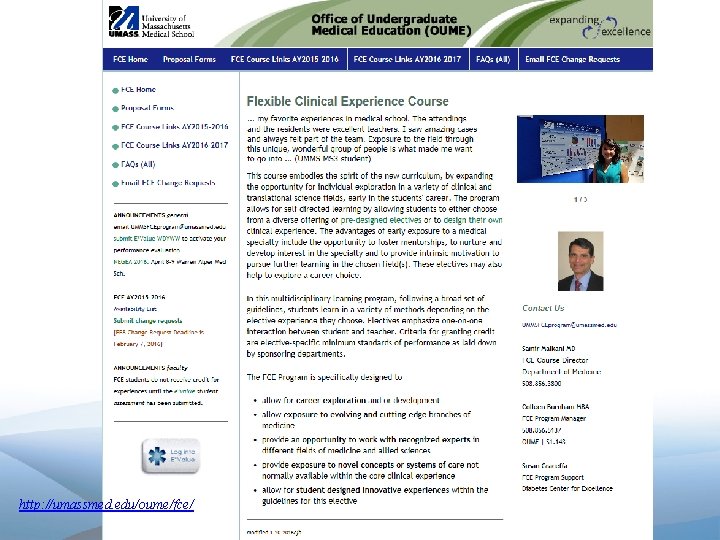http: //umassmed. edu/oume/fce/ 