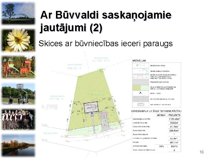 Ar Būvvaldi saskaņojamie jautājumi (2) Skices ar būvniecības ieceri paraugs 16 