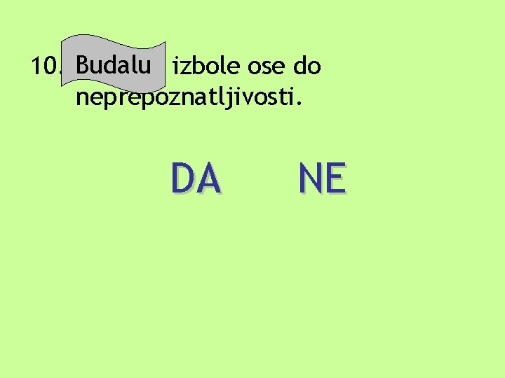 Budalusu izbole ose do 10. Medu neprepoznatljivosti. DA NE 