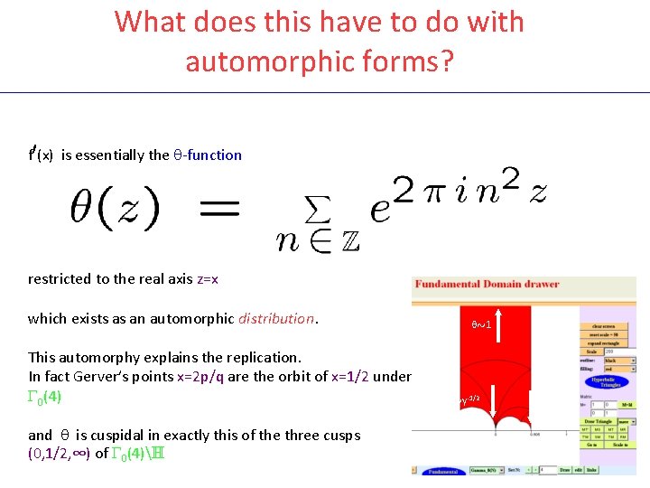 What does this have to do with automorphic forms? f 0(x) is essentially the