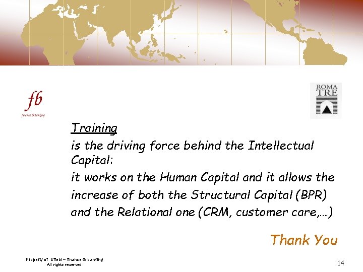 Training is the driving force behind the Intellectual Capital: it works on the Human