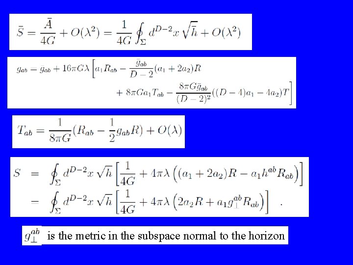 is the metric in the subspace normal to the horizon 