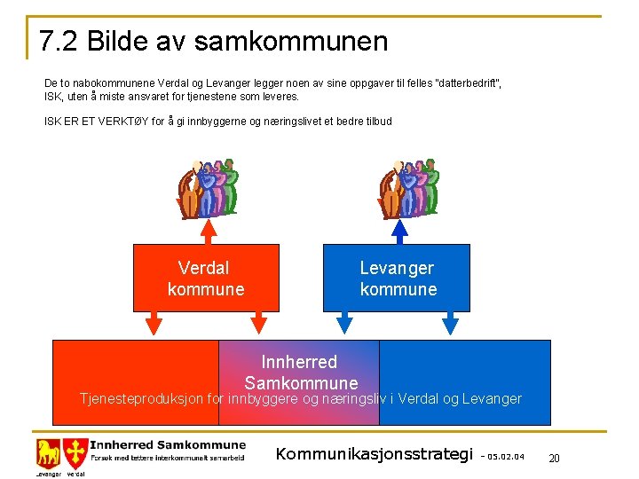 7. 2 Bilde av samkommunen De to nabokommunene Verdal og Levanger legger noen av
