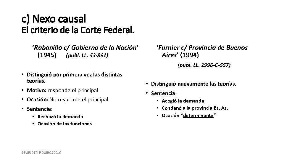 c) Nexo causal El criterio de la Corte Federal. ‘Rabanillo c/ Gobierno de la