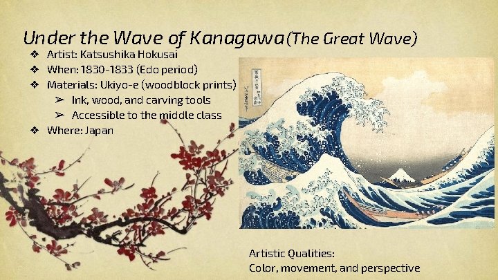 Under the Wave of Kanagawa (The Great Wave) ❖ Artist: Katsushika Hokusai ❖ When: