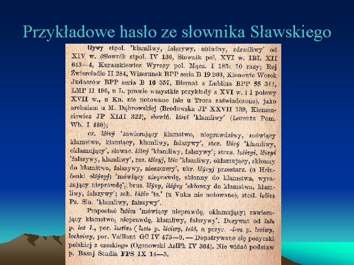 Przykładowe hasło ze słownika Sławskiego 