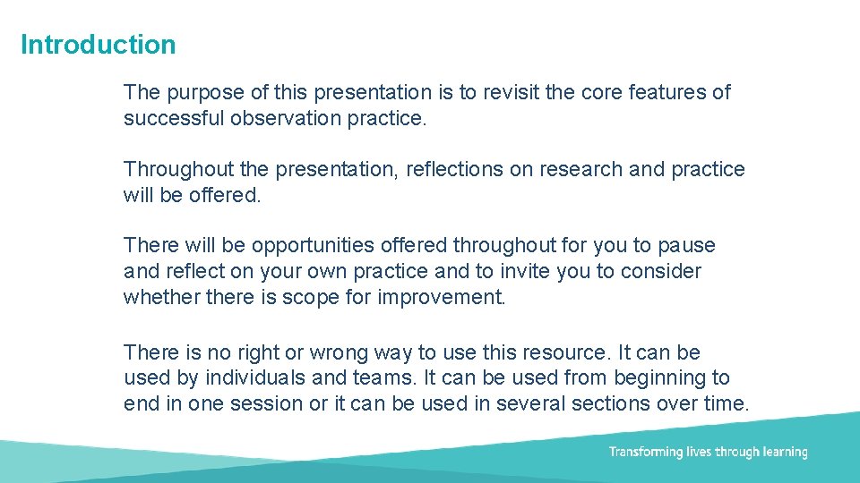 Introduction The purpose of this presentation is to revisit the core features of successful