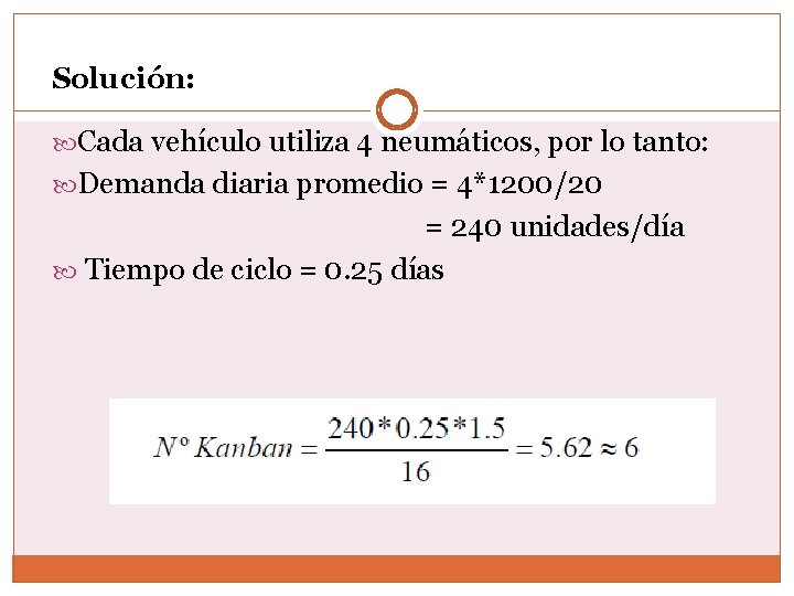 Solución: Cada vehículo utiliza 4 neumáticos, por lo tanto: Demanda diaria promedio = 4*1200/20