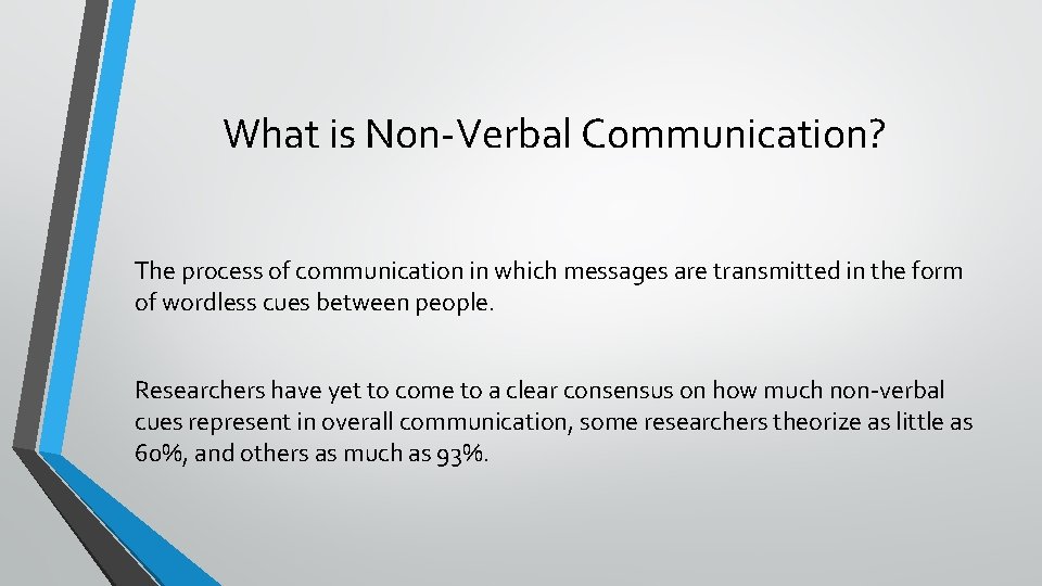What is Non-Verbal Communication? The process of communication in which messages are transmitted in