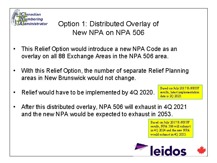 Option 1: Distributed Overlay of New NPA on NPA 506 • This Relief Option