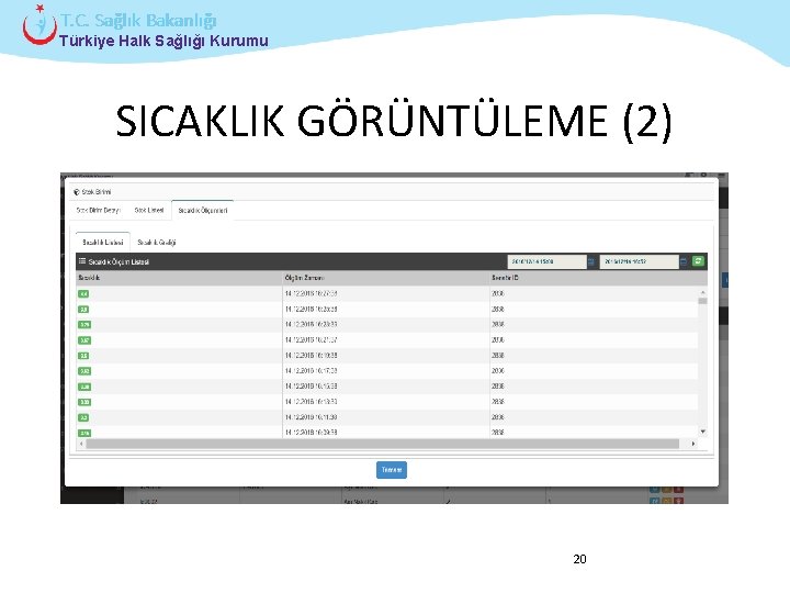 T. C. Sağlık Bakanlığı Türkiye Halk Sağlığı Kurumu SICAKLIK GÖRÜNTÜLEME (2) 20 Çocuk ve
