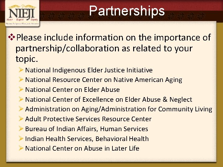 Partnerships v. Please include information on the importance of partnership/collaboration as related to your