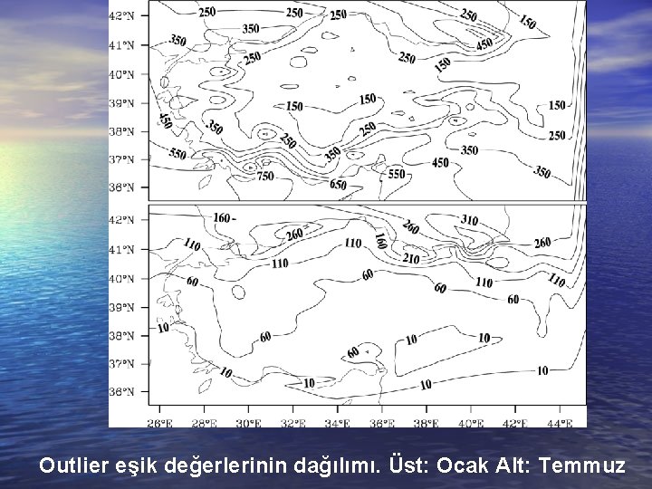 Outlier eşik değerlerinin dağılımı. Üst: Ocak Alt: Temmuz 