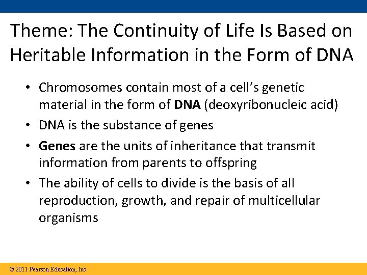 Theme: The Continuity of Life Is Based on Heritable Information in the Form of