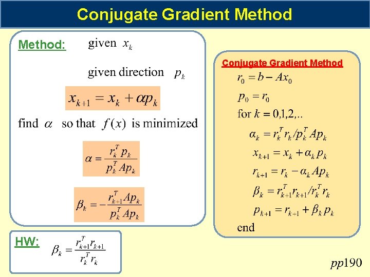 Conjugate Gradient Method: Conjugate Gradient Method HW: 