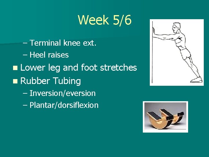 Week 5/6 – Terminal knee ext. – Heel raises n Lower leg and foot