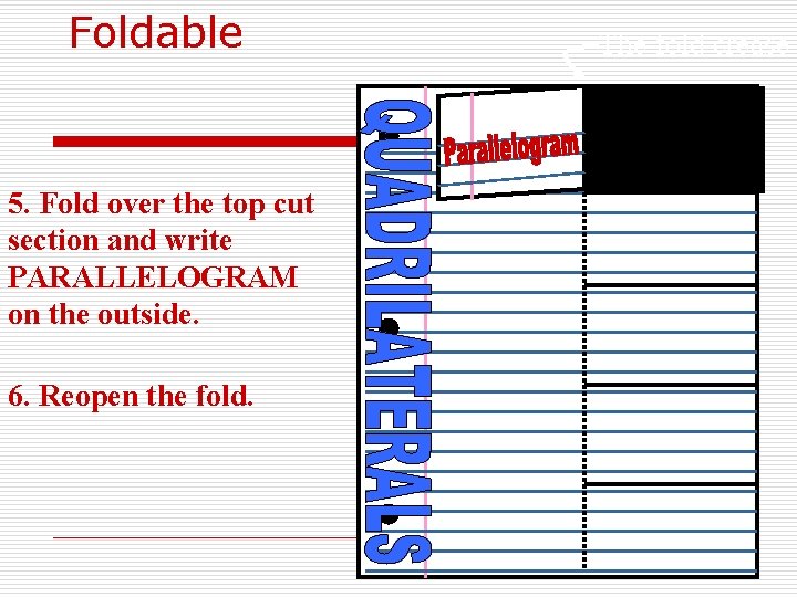 Foldable 5. Fold over the top cut section and write PARALLELOGRAM on the outside.