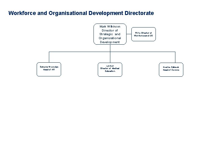 Workforce and Organisational Development Directorate Mark Wilkinson Director of Strategic and Organisational Development Suzanne