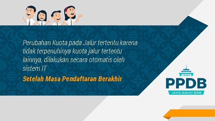 “ Perubahan Kuota pada Jalur tertentu karena tidak terpenuhinya kuota jalur tertentu lainnya, dilakukan
