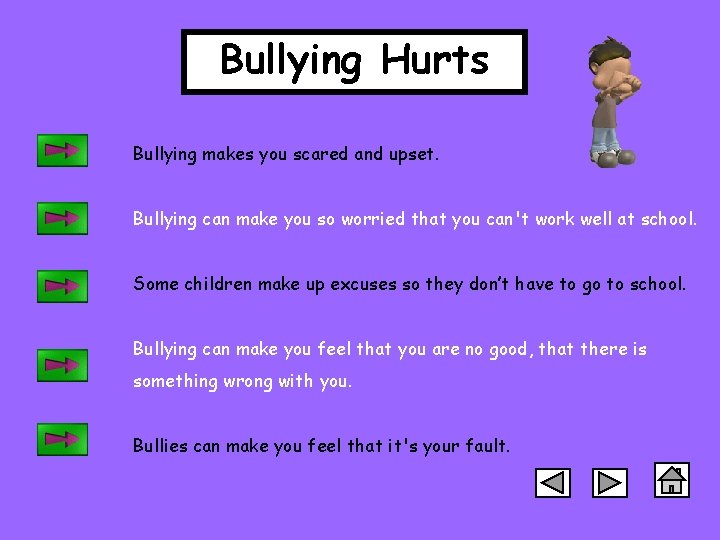 Bullying Hurts Bullying makes you scared and upset. Bullying can make you so worried
