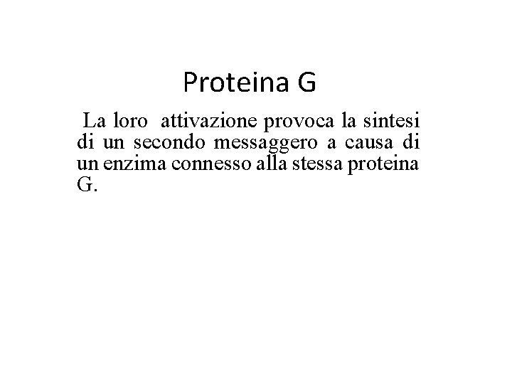 Proteina G La loro attivazione provoca la sintesi di un secondo messaggero a causa