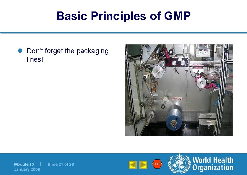 Basic Principles of GMP l Don't forget the packaging lines! Module 10 | January