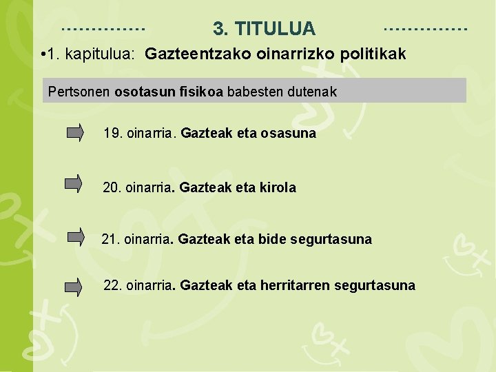 3. TITULUA • 1. kapitulua: Gazteentzako oinarrizko politikak Espacio para título Pertsonen osotasun fisikoa