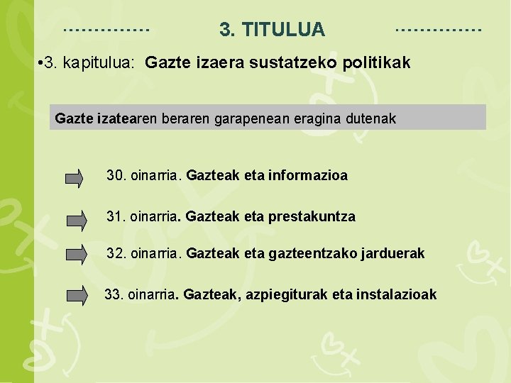 3. TITULUA Espacio para título • 3. kapitulua: Gazte izaera sustatzeko politikak Gazte izatearen