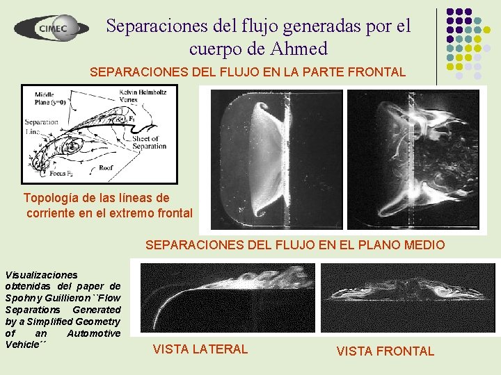 Separaciones del flujo generadas por el cuerpo de Ahmed SEPARACIONES DEL FLUJO EN LA