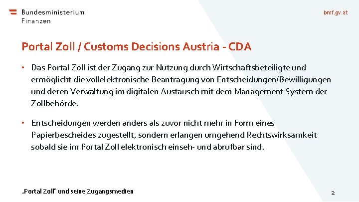 bmf. gv. at Portal Zoll / Customs Decisions Austria - CDA • Das Portal