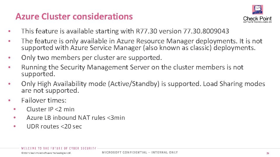 Azure Cluster considerations This feature is available starting with R 77. 30 version 77.