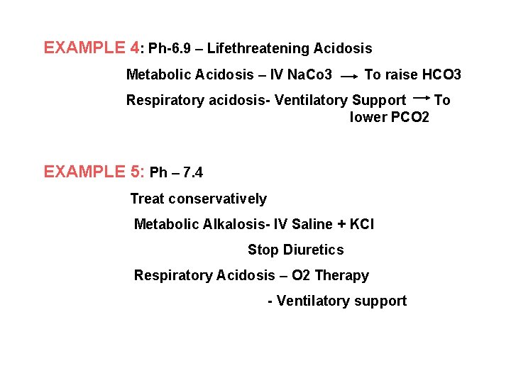 EXAMPLE 4: Ph-6. 9 – Lifethreatening Acidosis Metabolic Acidosis – IV Na. Co 3