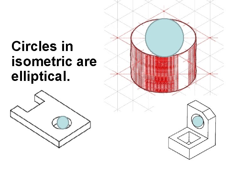 Circles in isometric are elliptical. Circles in isometric are elliptical.