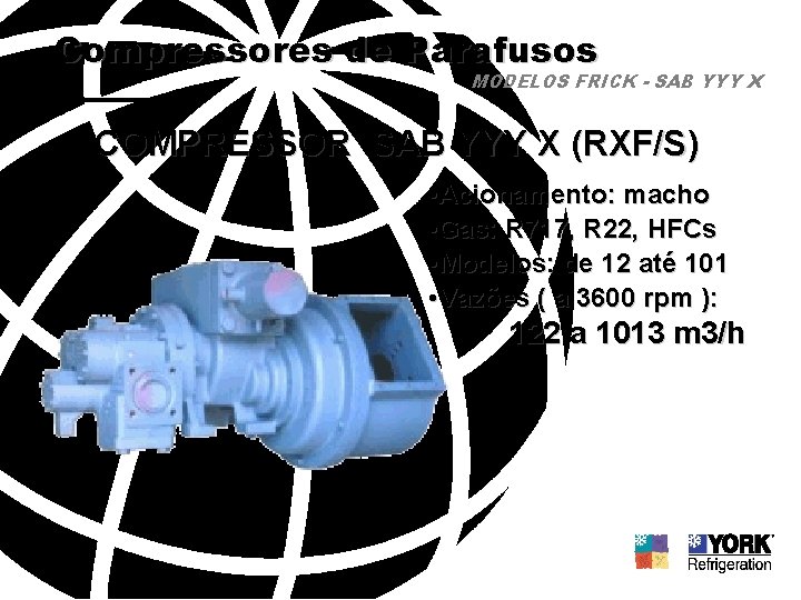 Compressores de Parafusos MODELOS FRICK - SAB YYY X COMPRESSOR SAB YYY X (RXF/S)