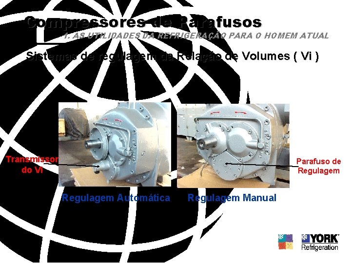 Compressores de Parafusos 1. AS UTILIDADES DA REFRIGERAÇÃO PARA O HOMEM ATUAL Sistemas de