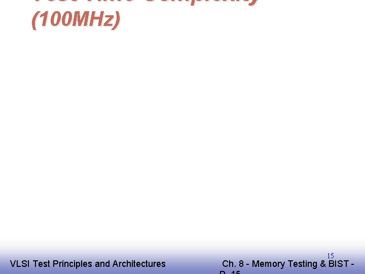 Test Time Complexity (100 MHz) EE 141 VLSI Test Principles and Architectures 15 Ch.