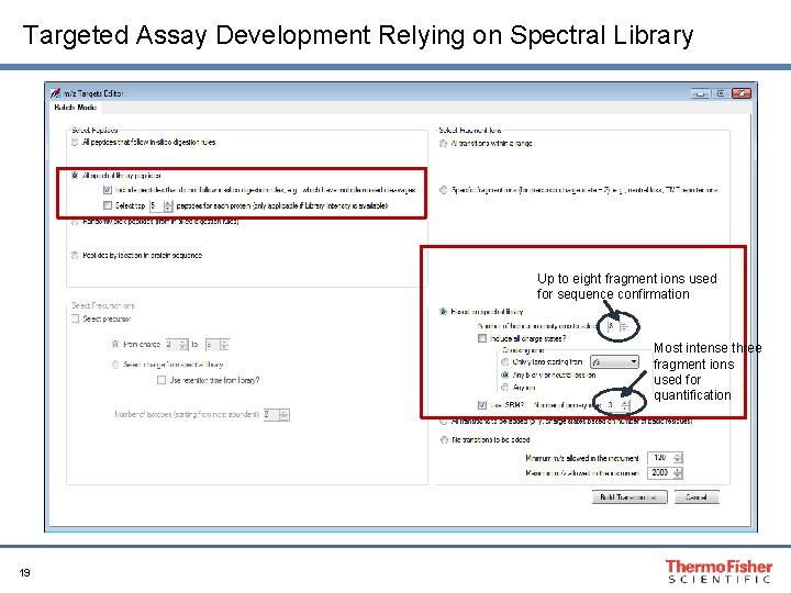 Targeted Assay Development Relying on Spectral Library Up to eight fragment ions used for