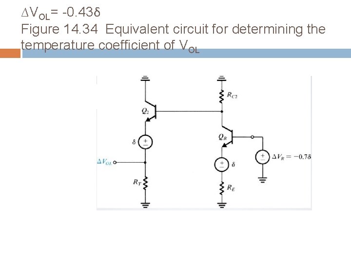 ∆VOL= -0. 43δ Figure 14. 34 Equivalent circuit for determining the temperature coefficient of