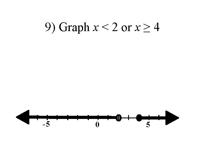 9) Graph x < 2 or x ≥ 4 -5 0 5 