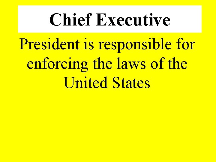 Chief Executive President is responsible for enforcing the laws of the United States 
